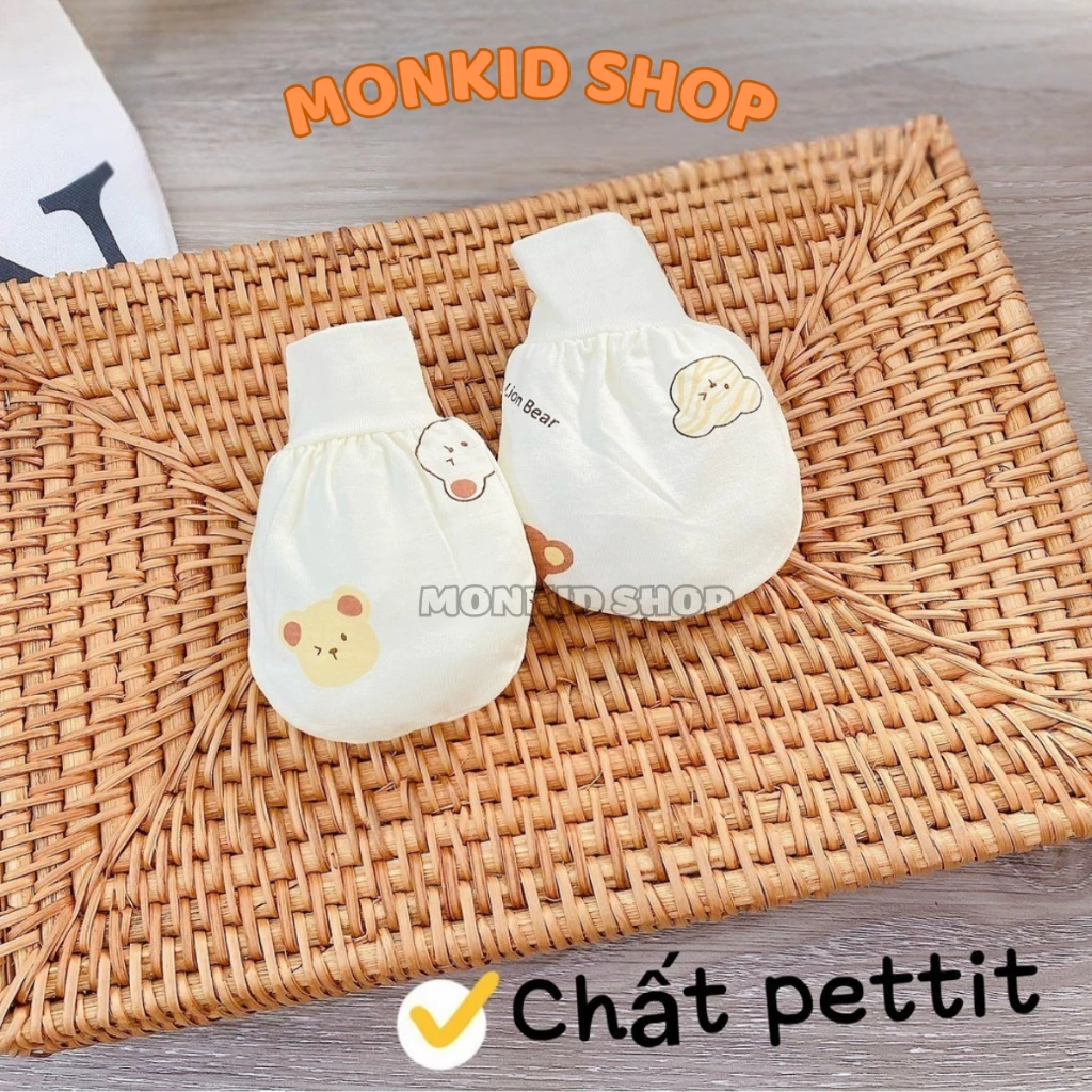 Set 2 Đôi Bao Tay Chất Thun Lạnh Petit Bảng Màu Kem Cho Bé Sơ Sinh 0-3 Tháng