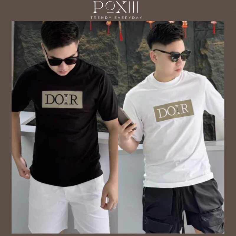 Áo Phông DOIR Full Thêu Cổ Ba Phân Form Chuẩn - Áo Phông Nam Nữ Vải Cotton 270GSM Thoáng Mát