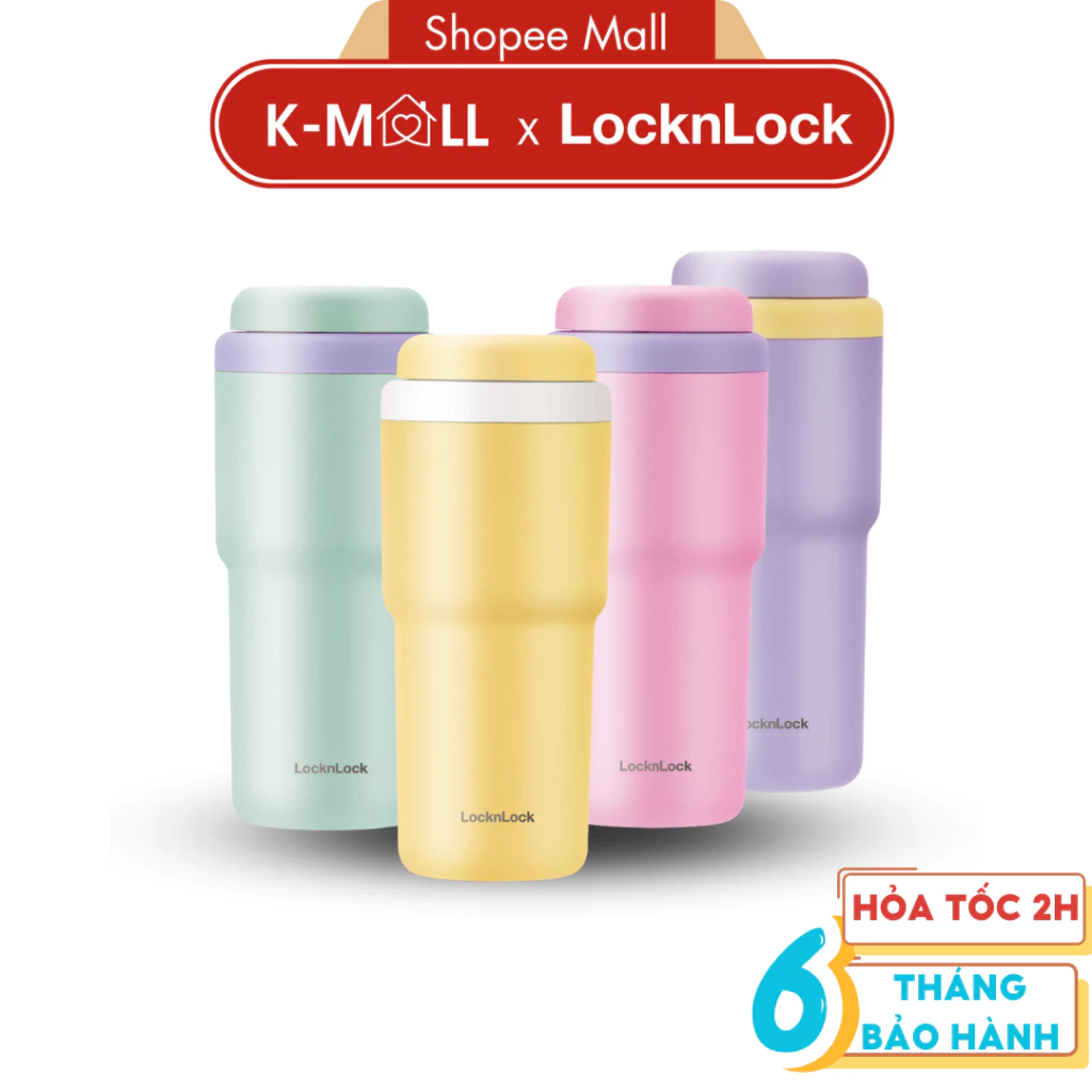 Bình giữ nhiệt LocknLock 480ml Daily Macaron Tumbler LHC3292 , Inox 316L , mở nắp một chạm - K-MAL