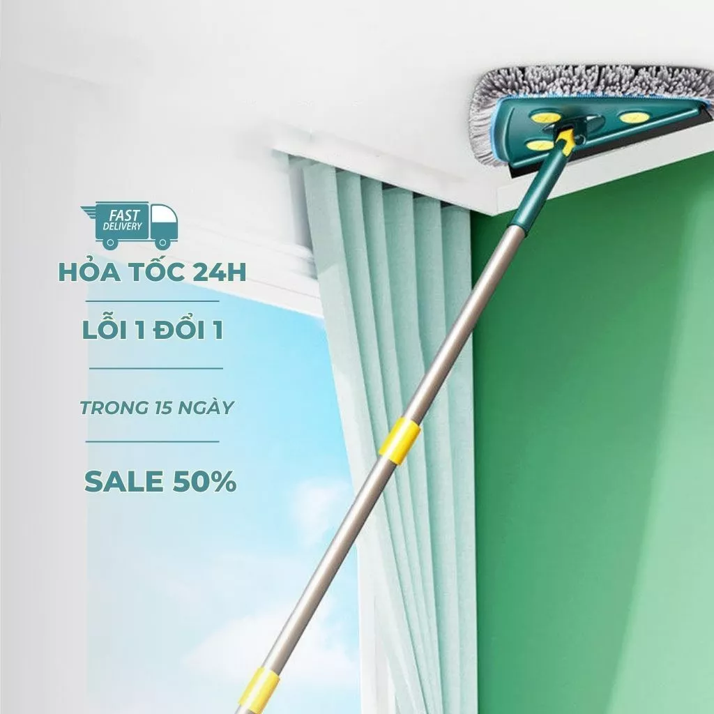 Chổi Lau Nhà Tam Giác Xoay 360 Độ Bách Hội, Tự Vắt Thông Minh, Lau Sàn Nhà, Trần Nhà, Cửa Kinh