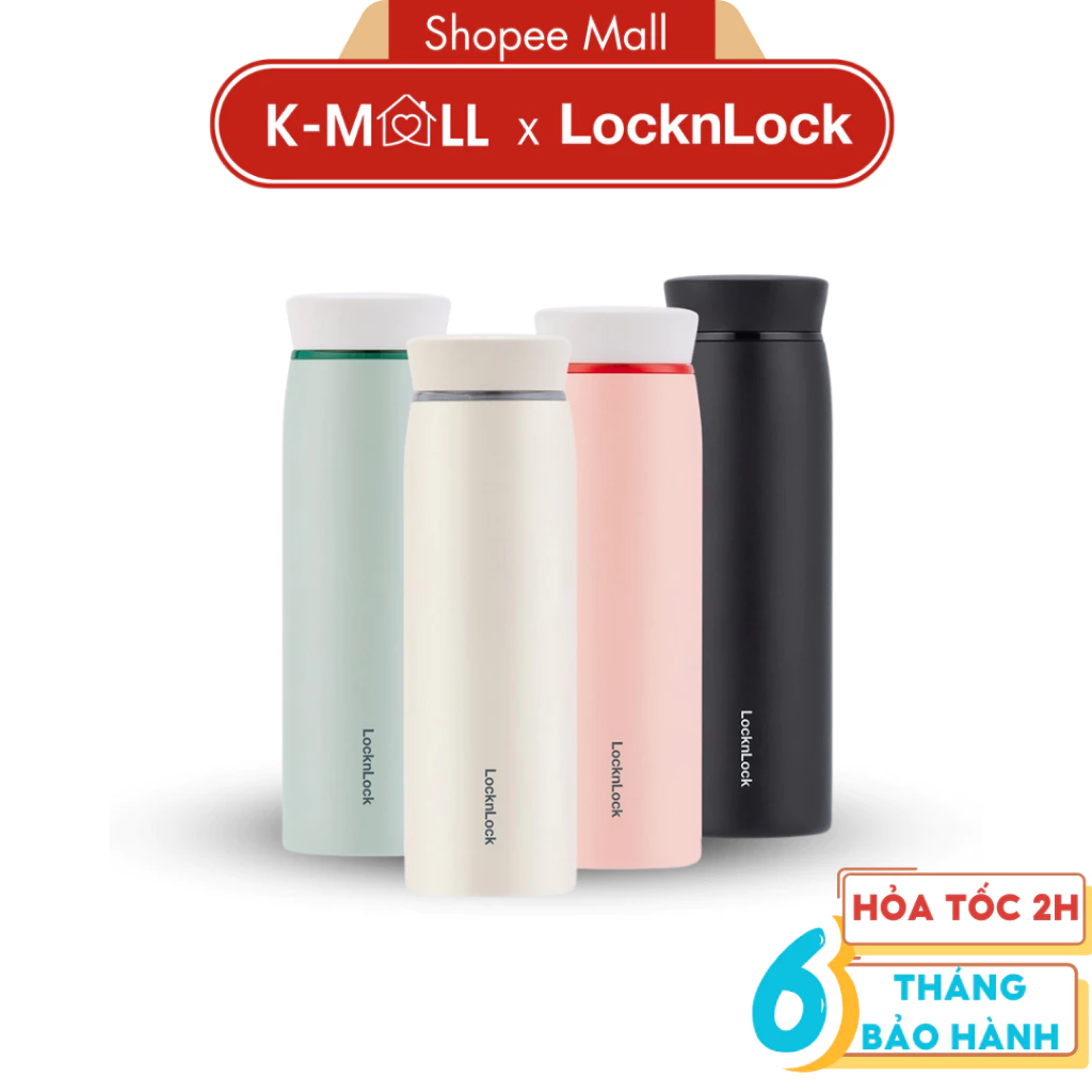 Bình giữ nhiệt LocknLock Feather Light Ring 460ml LHC4244 , có khay lọc trà, cầm nhẹ tay - K-MALL