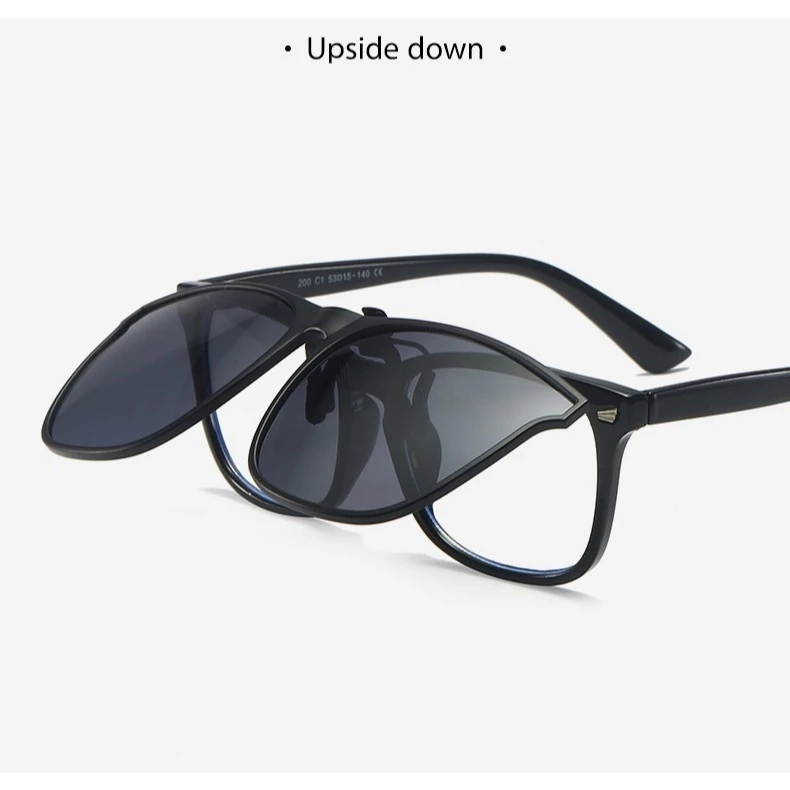 Mắt râm kẹp kính cận vuông phân cực Polarized có viền, Kẹp kính râm cho người cận UV400 Nam Nữ FERADO