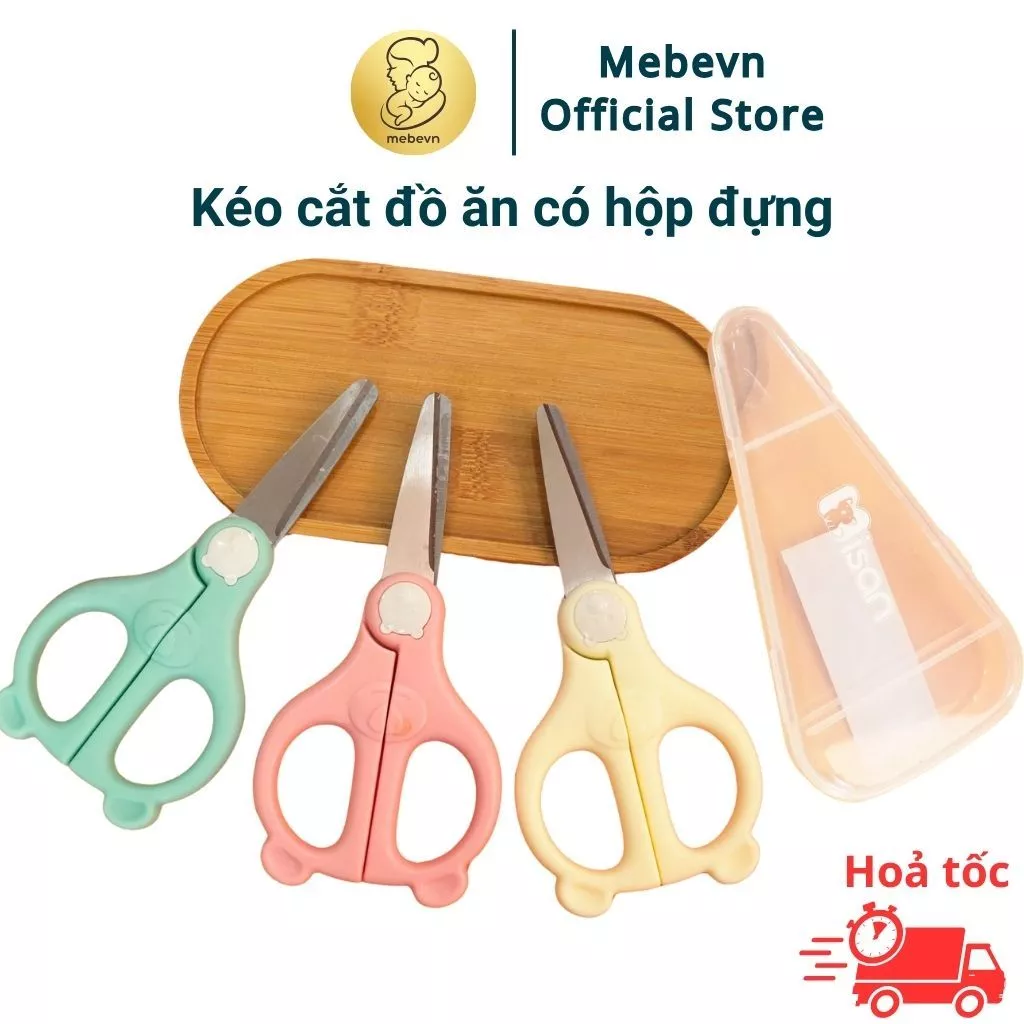 kéo cắt đồ ăn, kéo cắt thức ăn cho bé, dụng cụ ăn dặm cho bé, kéo cắt đồ ăn cho bé inox an toàn