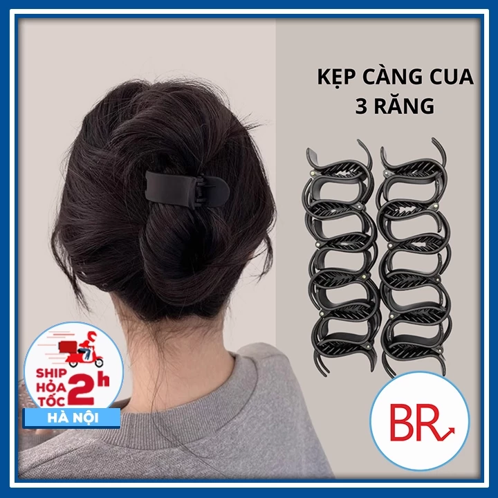 Kẹp càng cua 3 răng đen bóng chống gãy- Phụ kiện kẹp tóc nhỏ gọn kiểu dáng basic, năng động 02769