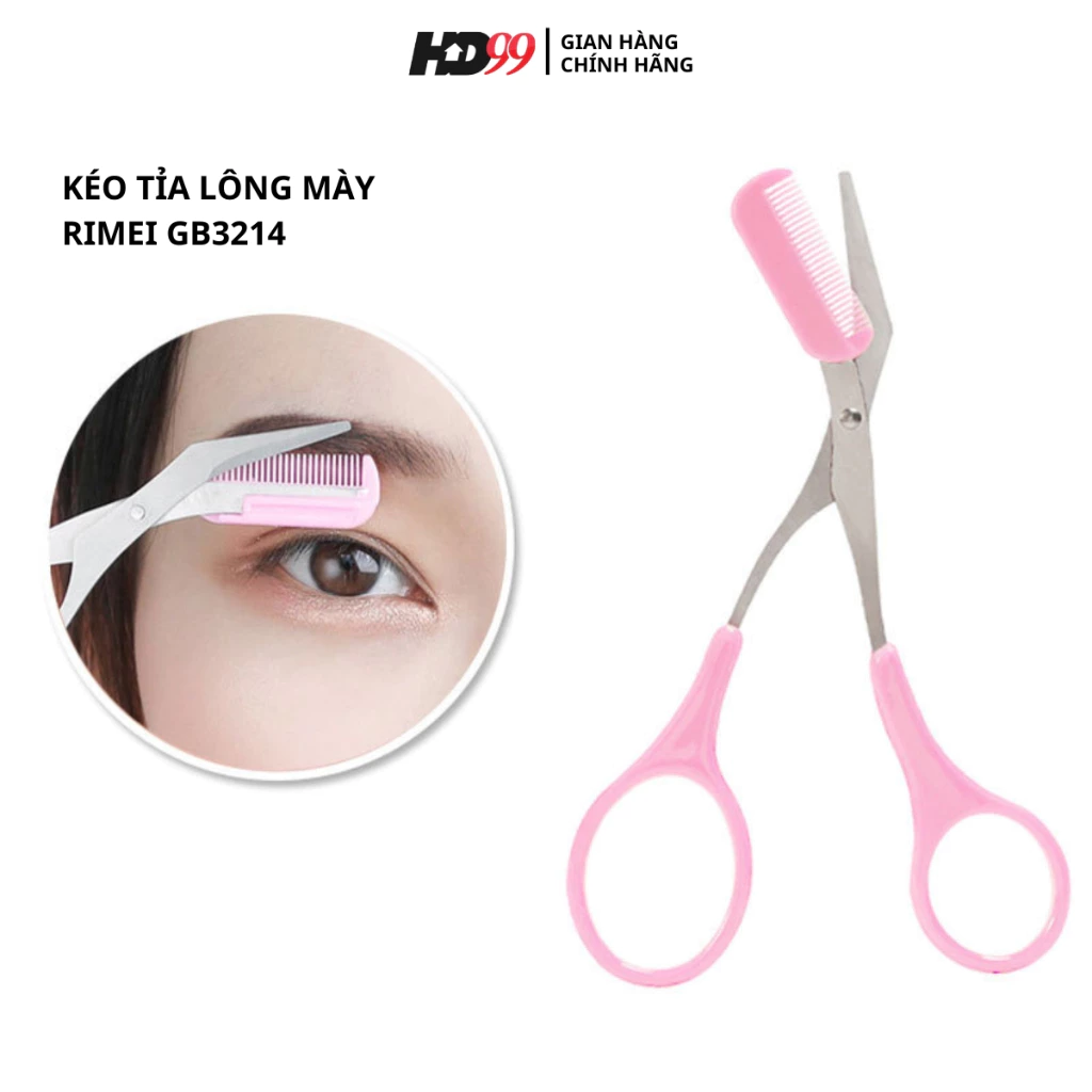 Kéo Cắt Tỉa Lông Mày RIMEI GB3214, Kéo Tỉa Mày Kèm Lược Cao Cấp