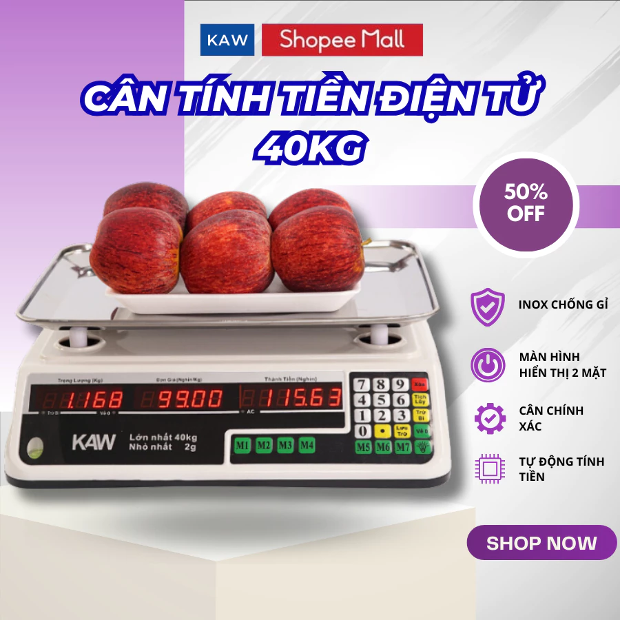 Cân Điện Tử Tính Tiền 40kg KAW, chất lượng, bảo hành chính hãng