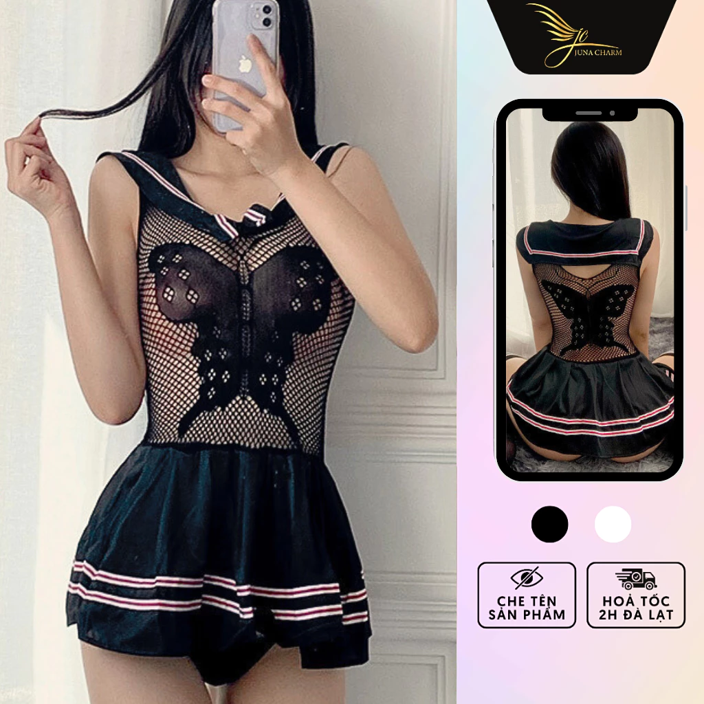 Bộ Váy Ngủ Cosplay, Đồ Hóa Trang Anime Sexy JUNA Freesize Thời Ttrang Đồ Ngủ Dành Cho Nữ, Chất Polyester, Màu Đen/SP9417