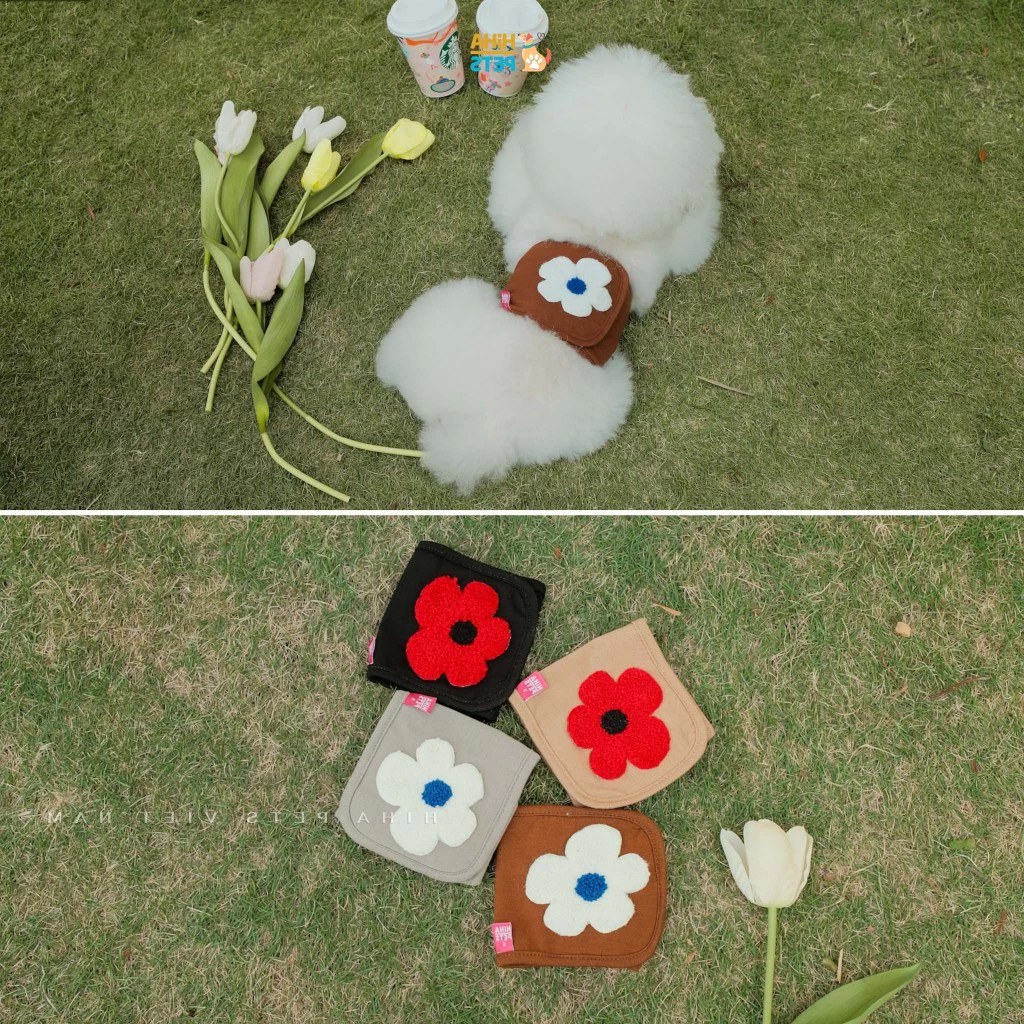 Tả Thêu Hoa Cho Chó, Tả Vải Cho Chó Đực Quấn Bụng, Tã Cho Thú Cưng Tái Sử Dụng Hiha Pets TVCD01
