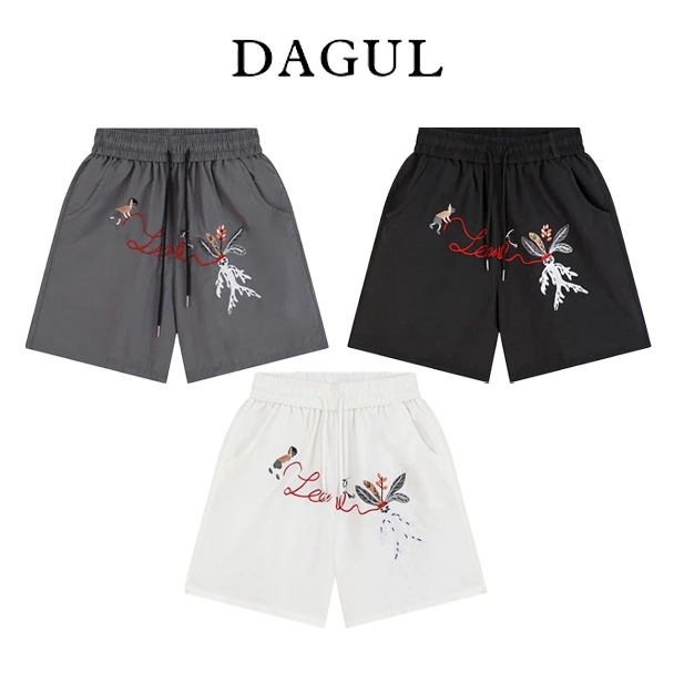 (M-07) Combo 2 quần short DAGUL chất liệu gió nhăn cao cấp, fom trên gối, logo thêu sắc nét, bản cạp chun 5cm