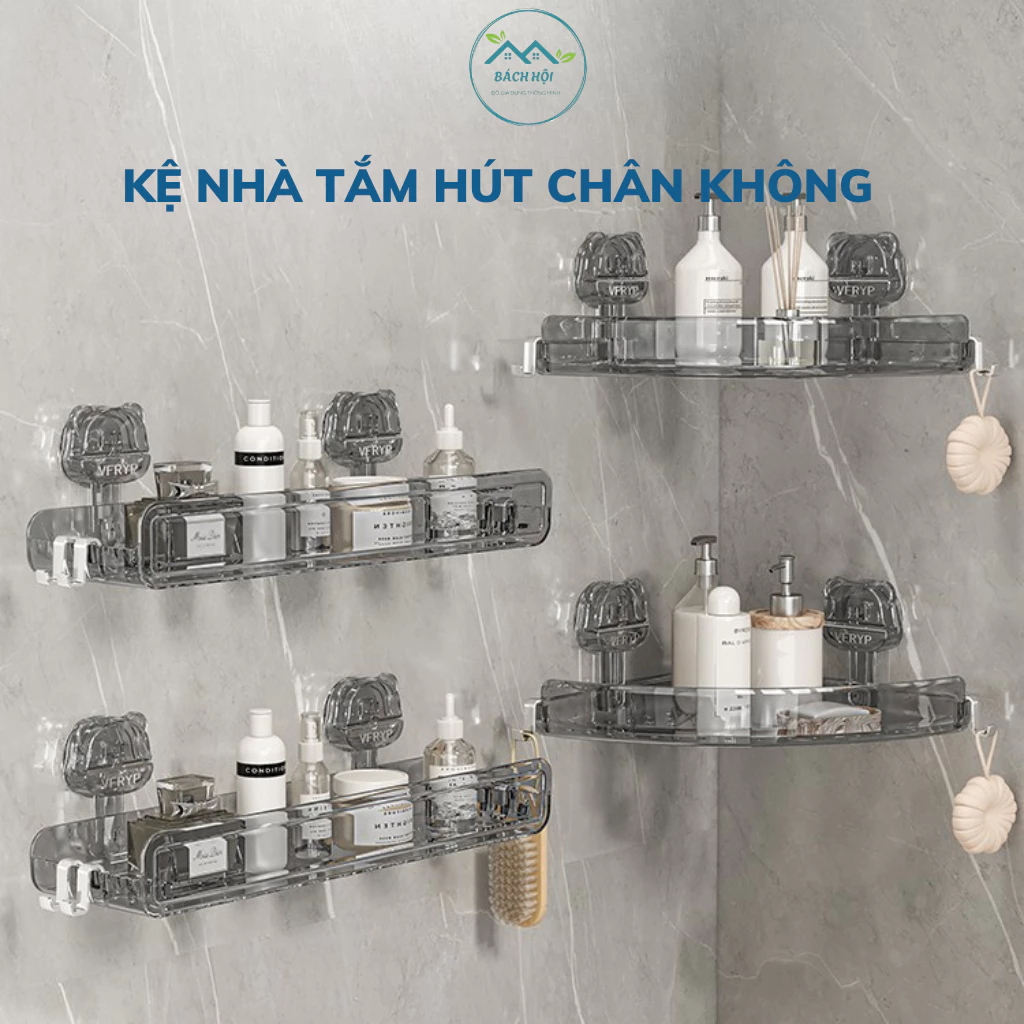 Kệ Nhà Tắm, Kệ Chữ Nhật Cốc Hút Chân Không Kệ Bếp Đa Năng Gắn Tuờng