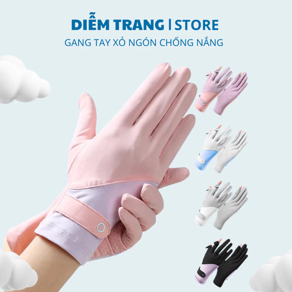 Găng Tay Chống Nắng Mùa Hè Thun Lạnh Xỏ Ngón - Bao Tay Lái Xe Chống Nắng Thiết Kế Cảm Ứng Tiện Lợi