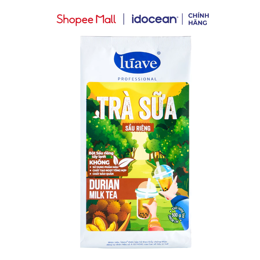 Bột Trà Sữa Hòa Tan Vị Sầu Riêng Lúave 500G - Pha Chế 2,4 Lít Cốt Trà Sữa Nhanh Chóng, Tiện Dụng