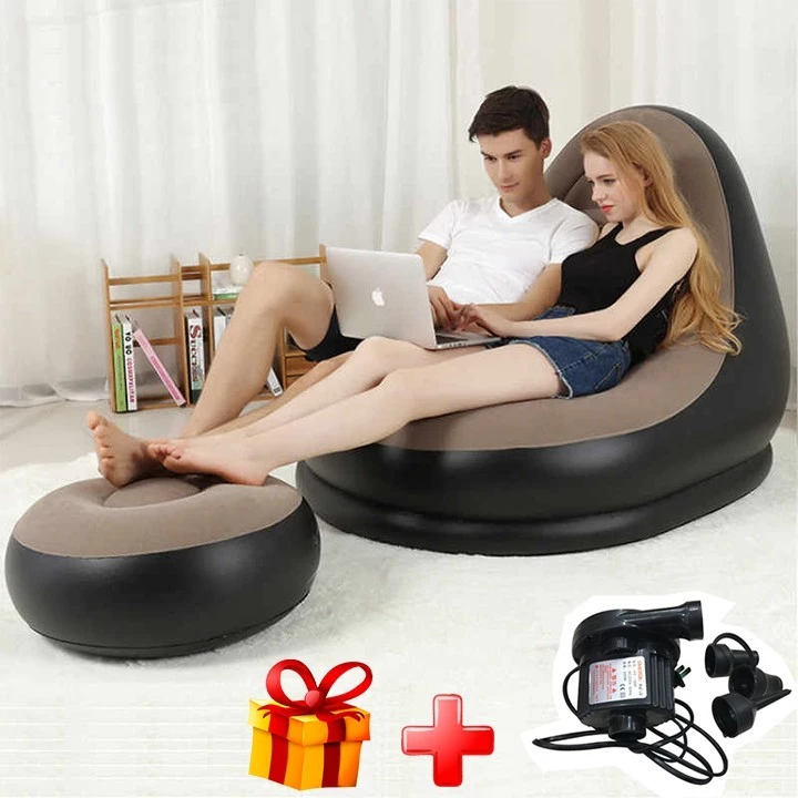 [Hàng Loại 1] Loại To Ghế Đệm Hơi Tựa Lưng, Sofa Hơi, Ghế Đệm Hơi cao cấp . Kèm Bơm điện 2 chiều