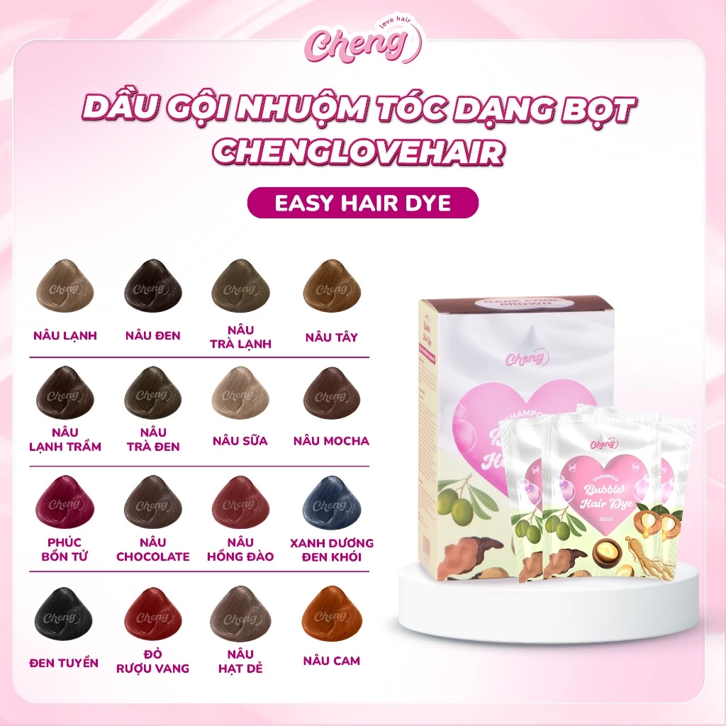 Dầu gội nhuộm tóc tạo bọt, Thuốc nhuộm tóc dạng bọt chiết xuất thiên nhiên | Chenglovehair, Chenglovehairs