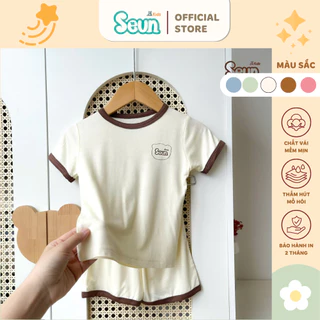 | SEUNKIDS | Bộ cộc tay cho bé trai bé gái visco lụa mát lạnh 8kg đến 35kg bộ mặc nhà set mặc nhà đồ bộ cho bé