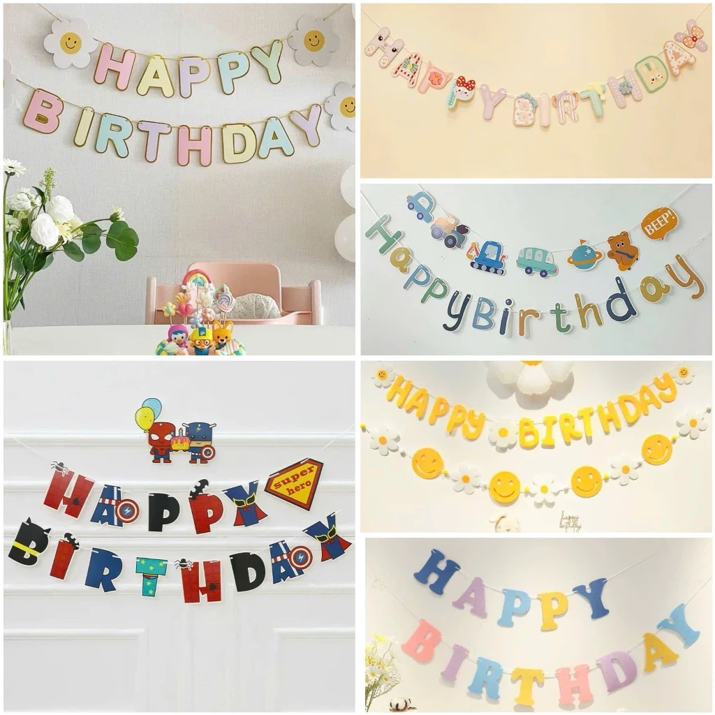 Set Dây Treo Happy Birthday Trang Trí Sinh Nhật – Phong Cách Hàn Quốc Đáng Yêu