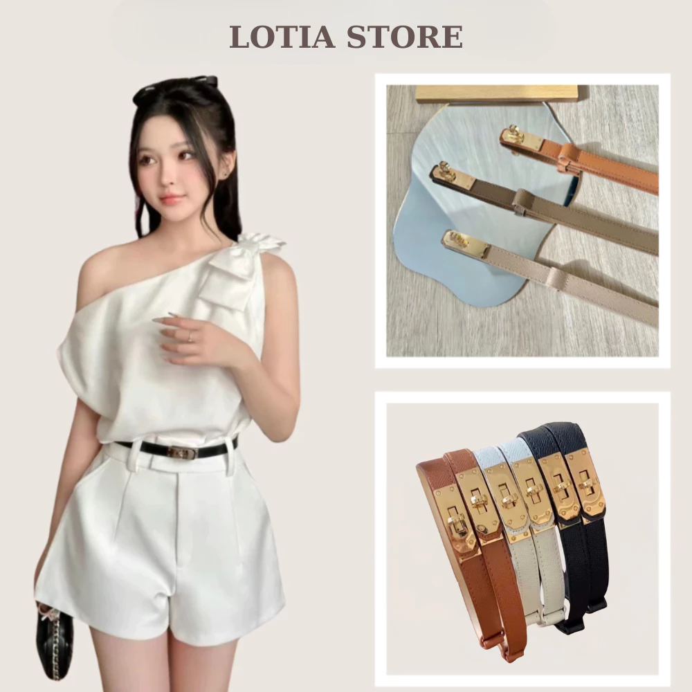 Thắt lưng da HM bản nhỏ thời trang CC dễ phối đồ , Bản Nhỏ Khóa Kim Loại Điều Chỉnh Được Thời Trang