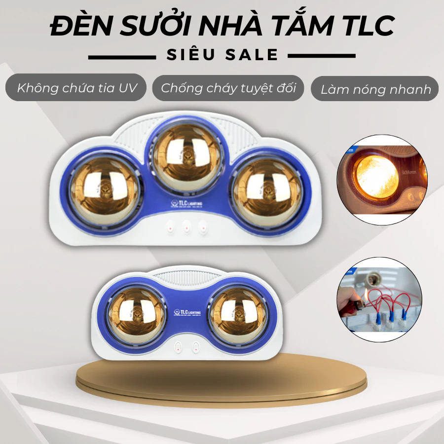 Đèn Sưởi Nhà Tắm TLC, An Toàn, Tiết Kiệm, Bảo Vệ Mắt, Không Chứa Tia UV, Bảo Hành 3 Năm