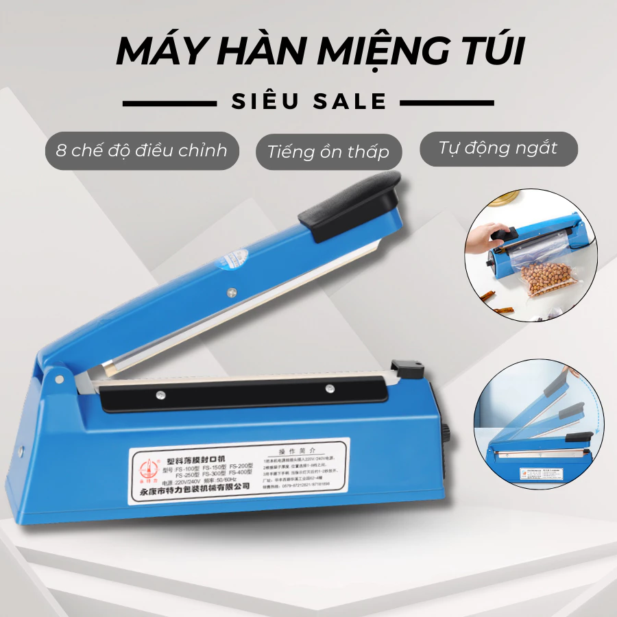 Máy Hàn Miệng Túi Dập Tay KAW PFS 200 300 400, Bảo Quản Thực Phẩm, Hàn Nhiệt Nhanh, Đa Năng