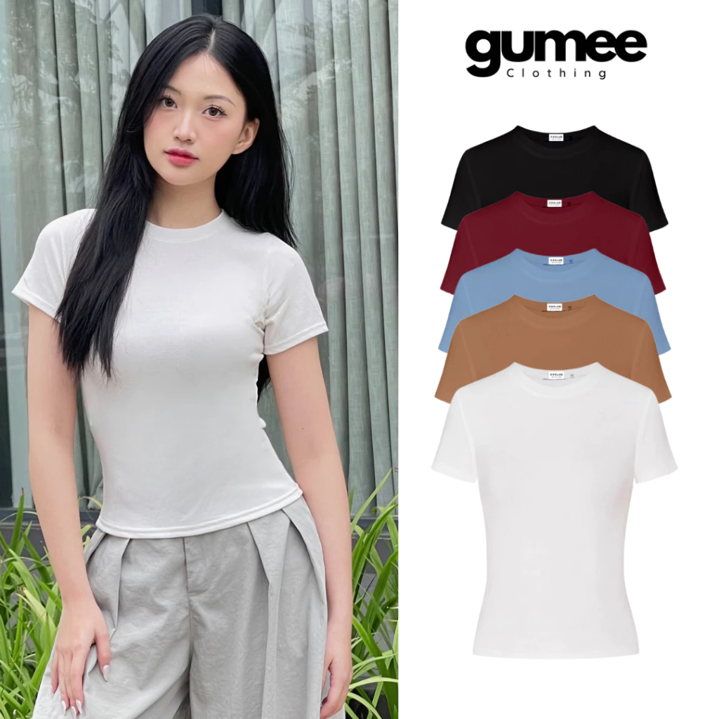 [XẢ KHO GIÁ GỐC] Áo thun ôm body nữ tăm lạnh ngắn tay cổ tròn  baby tee thắt eo co giãn hút mồ hôi Gumee -GTL