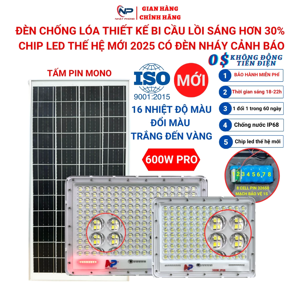 Đèn led năng lượng mặt trời,đèn chống lóa bi cầu lồi 300W,500W,chip led 2835SMD thế hệ mới,cảm biến,điều khiển,BH 24TT