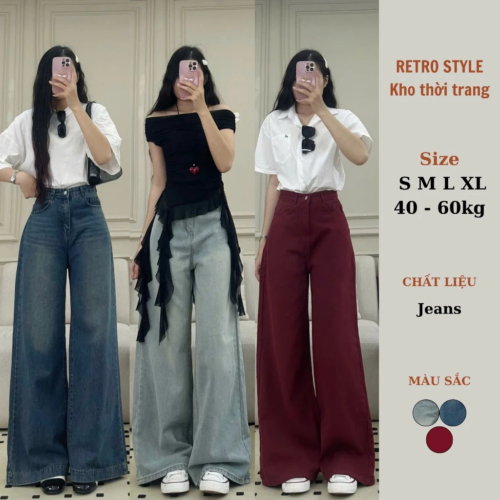Quần Jean Wash Xanh Đậm Ống 33cm Ống Rộng Tôn Dáng Retrostyle 6222