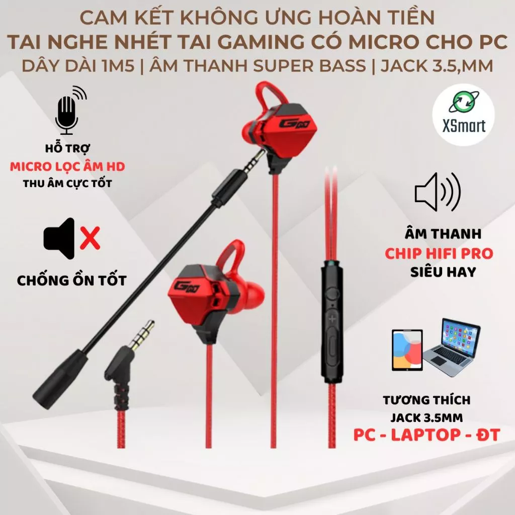 Tai Nghe Chơi Game Có Mic G10 Gaming Tặng Kèm Micro Tháo Rời Hỗ Trợ Điện Thoại, Máy Tính Chơi Game