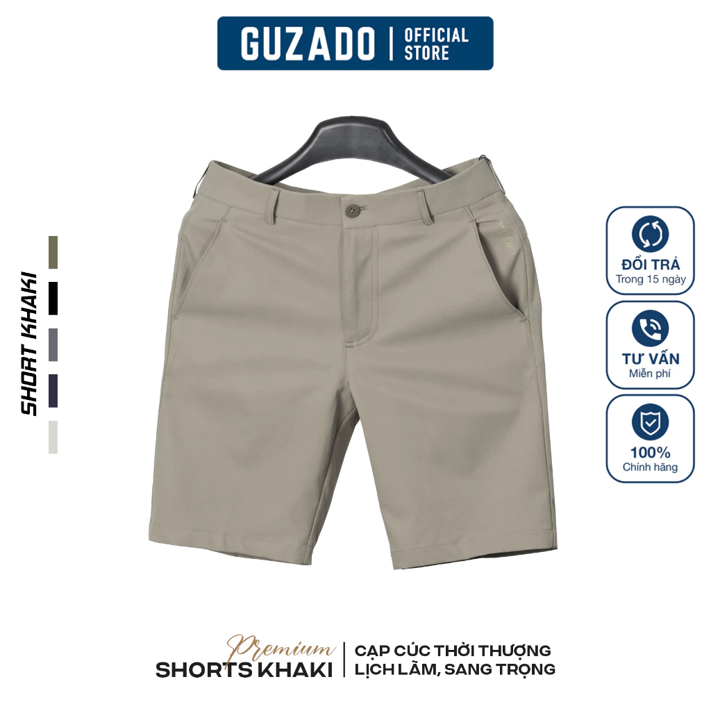 Quần Short Kaki Nam GUZADO Form RegularFit, Dáng Ngắn Trẻ Trung, Vải Dày Dặn, Co Giãn Tốt GSR16-GCSK25S001