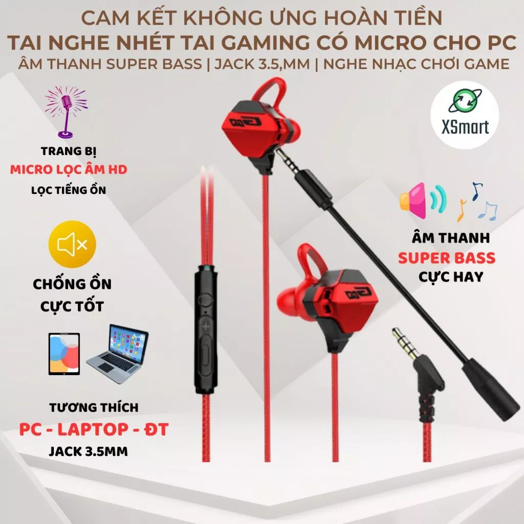 Tai nghe Gaming G10 âm thanh Stereo có Mic chuyên Game Mobile, PC PUBG/ROS/FreeFire