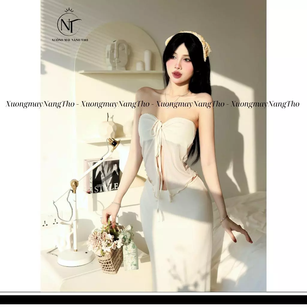 710 Set Váy Đi Biển Lọ Lem Áo Cúp Phối C.Váy Đuôi Cá Chất Thun Lưới Mịn