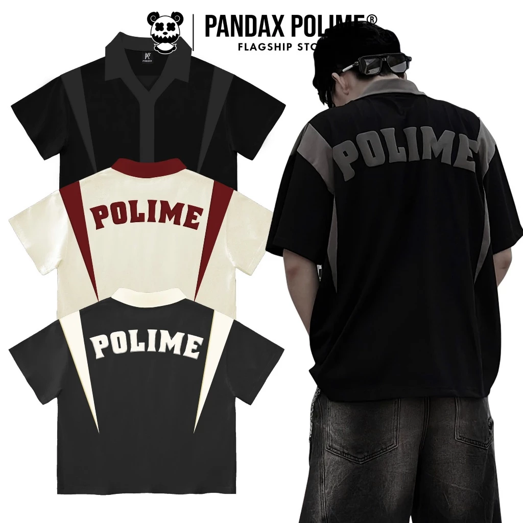 Polo big boxy blockcore local brand áo thun có cổ phông oversize nam nữ phối màu pandax polime