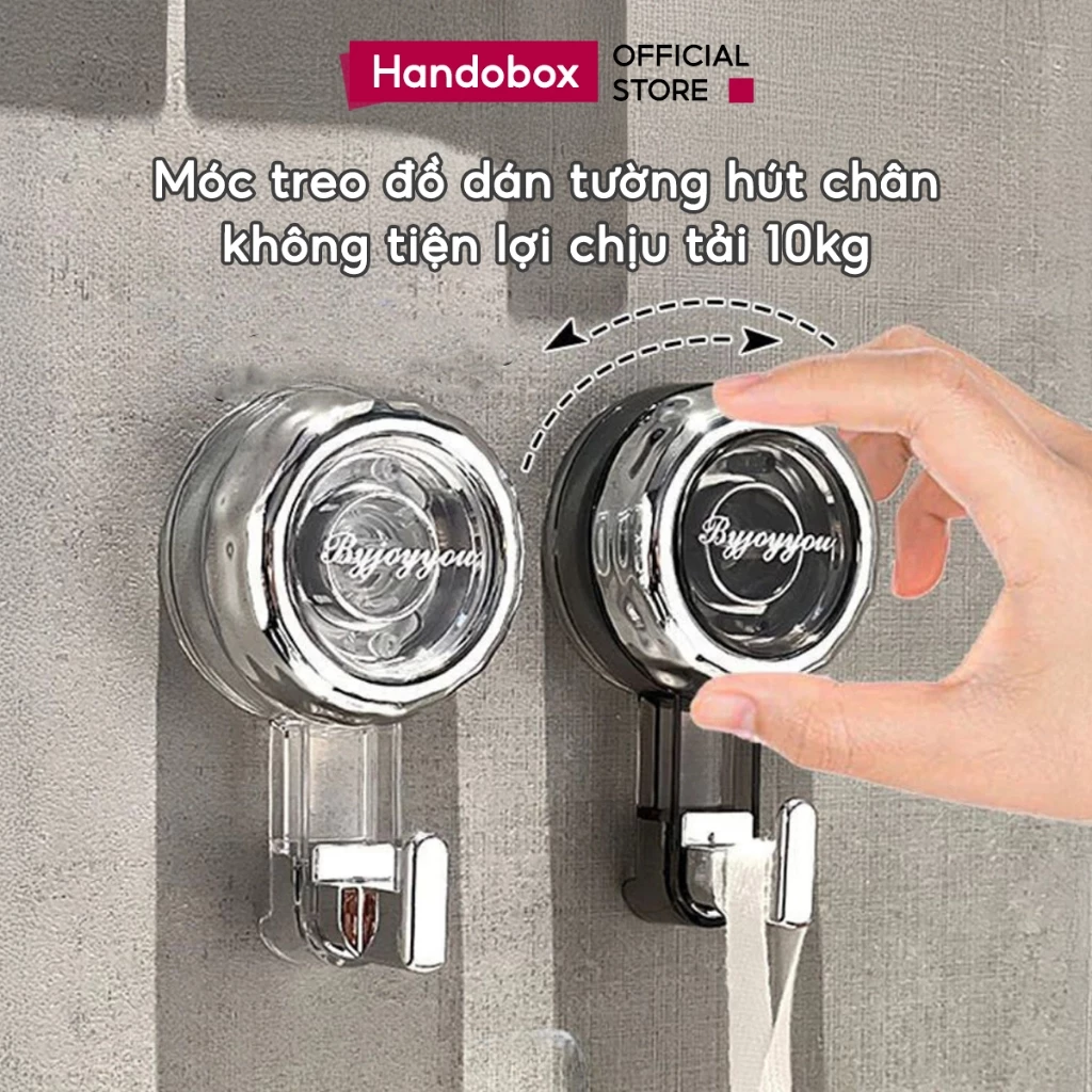 Móc Dán Tường Hút Chân Không Handobox Móc Dính Tường Treo Đồ Túi Ví Quần Áo Phụ Kiện Tiện Dụng