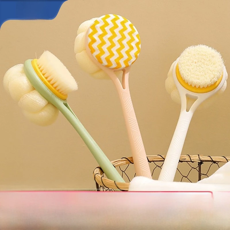Cây Bông Tắm Chà Lưng 2 Mặt Kèm Bàn Chải cọ da mền mịn đồ dùng nhà tắm