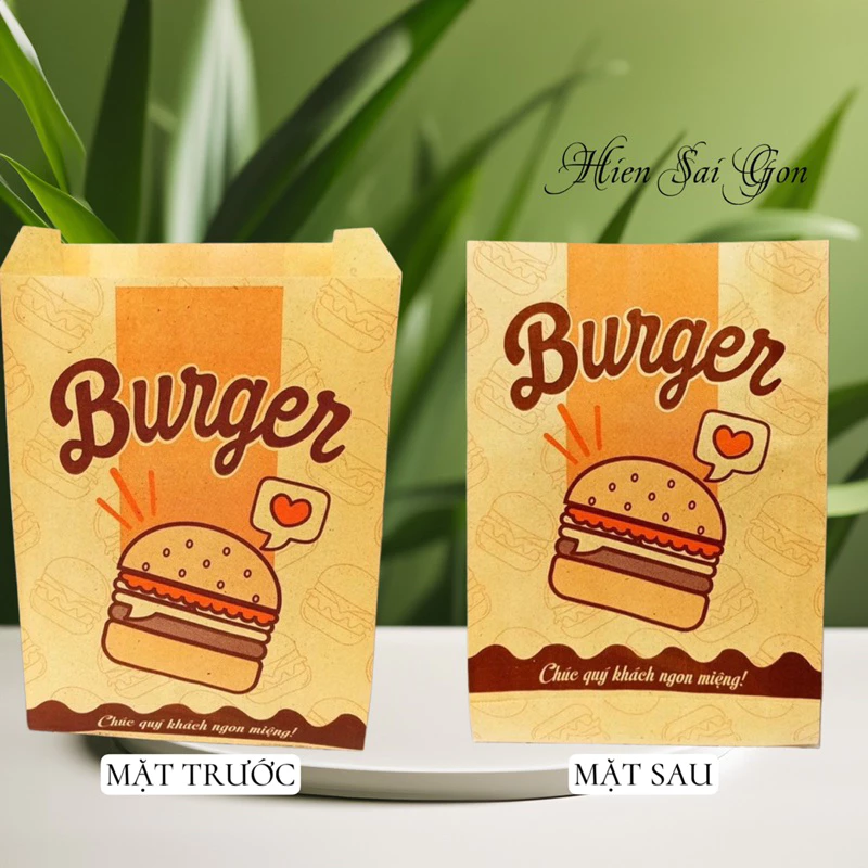100 túi đựng hambuger vàng, bao giấy đựng hambuger