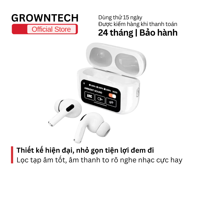 Tai nghe không dây A9 Pro, kết nối bluetooth, chống ồn chủ động, màn hình cảm ứng, pin trâu