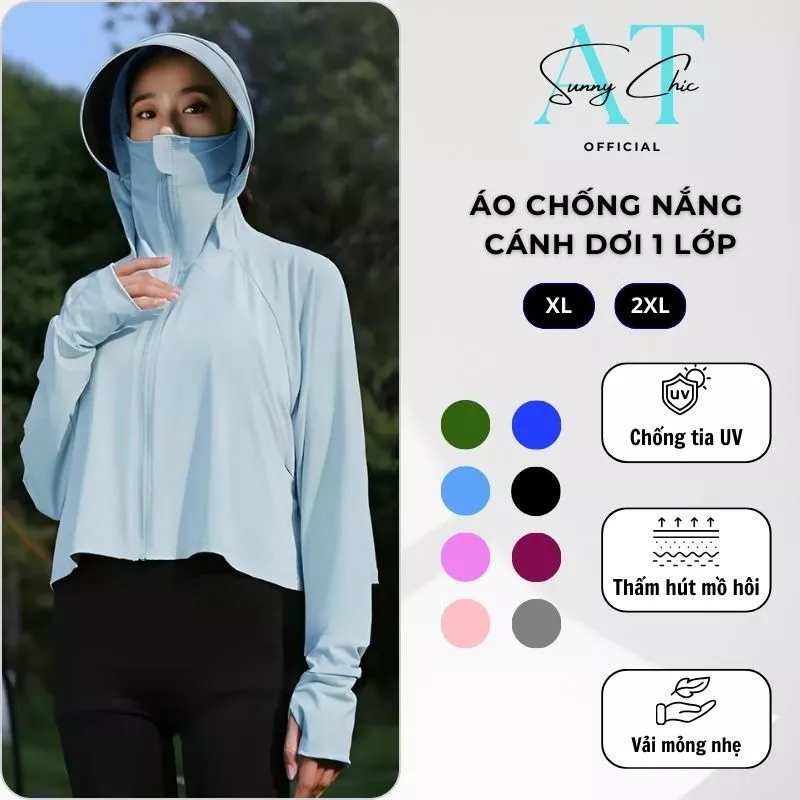 1 lớp Áo Chống Nắng Cánh Dơi Thun Lạnh Nữ  Có Vành Mũ Rộng Chùm Kín Mặt Mỏng Nhẹ Siêu Mát code 09