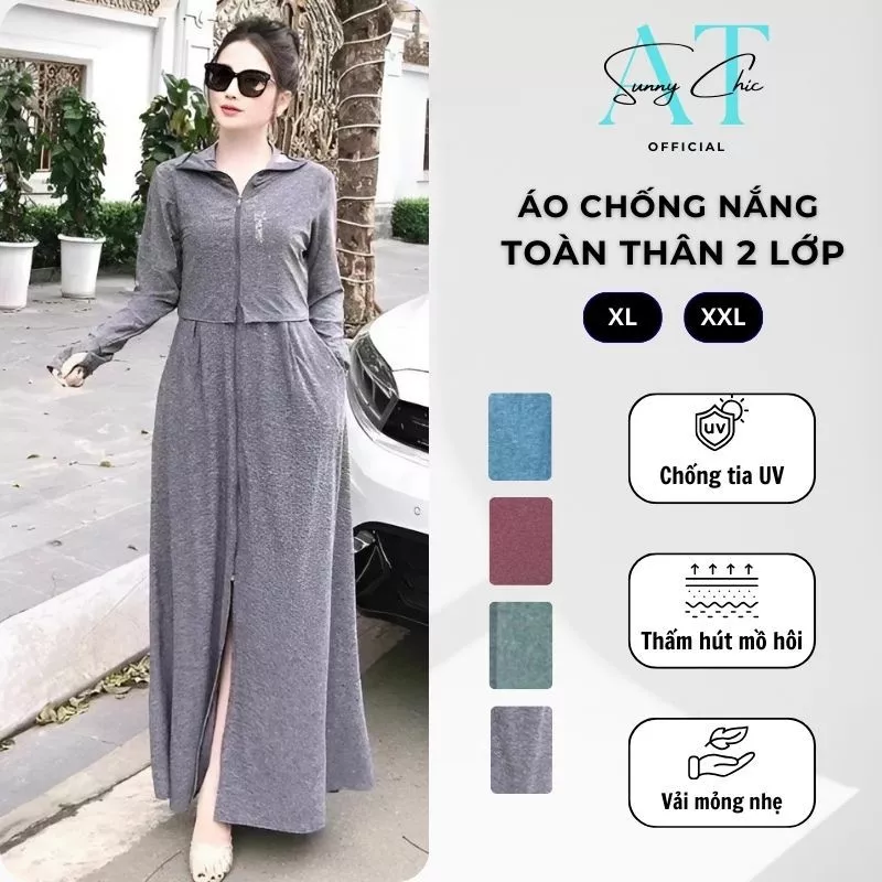 Áo choàng chống nắng nữ thân 2 lớp cao cấp SUNNYCHIC, co giãn 4 chiều