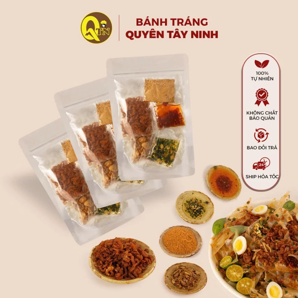3 Bịch Bánh Tráng Mỡ Hành Tôm Rim | Bánh Tráng Quyên Tây Ninh