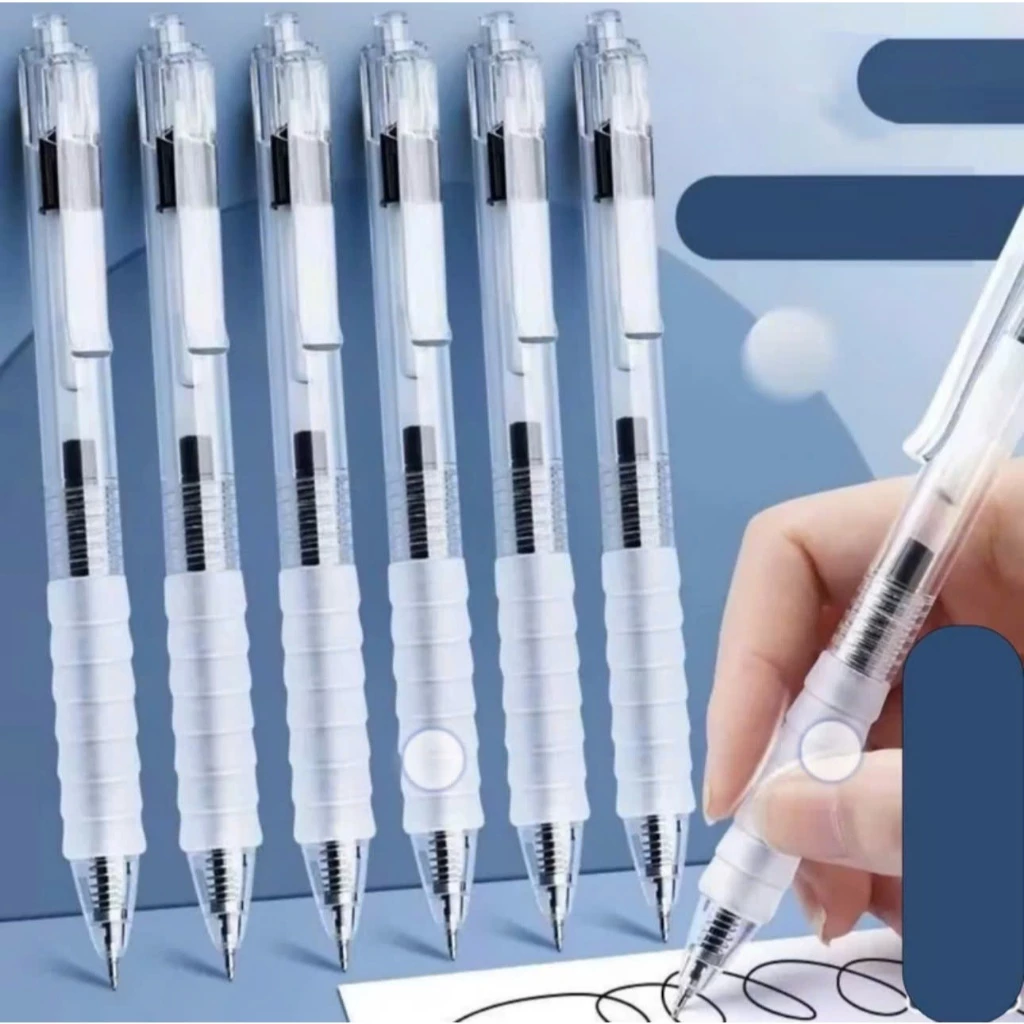 5 Bút Bi Gel Bấm Có Định Vị Tay Cầm Mực Xanh, Đen, Đỏ Dùng Trong Học Tập và Văn Phòng