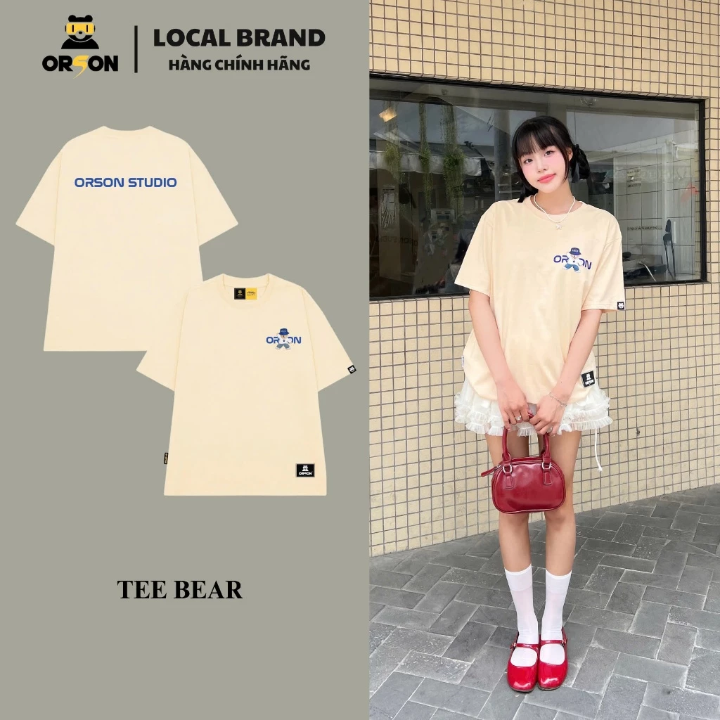 Áo thun Local Brand Orson Studio - Tee BEAR VER 2 Áo Form Rộng Tay Lỡ Nam Nữ + (QUÀ TẶNG) Top Cotton Kem