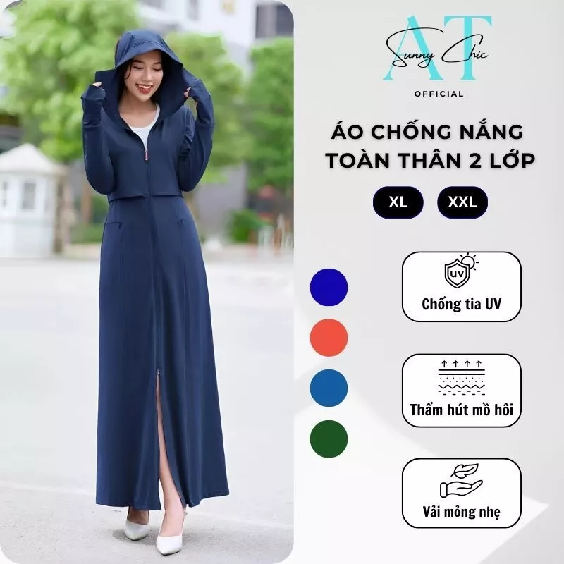 [BIG SIZE] Áo Choàng Chống Nắng Nữ Thân 2 Lớp SUNNYCHIC Váy Chống Nắng Liền Thân, Dáng Dài, Thông Hơi Thoáng Mát