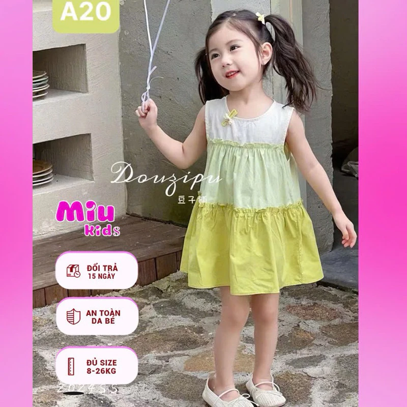 (8-26kg) Đầm Sát Nách Babydoll chất Kate Mùa Hè Đi Học Đi Chơi Xinh Đẹp