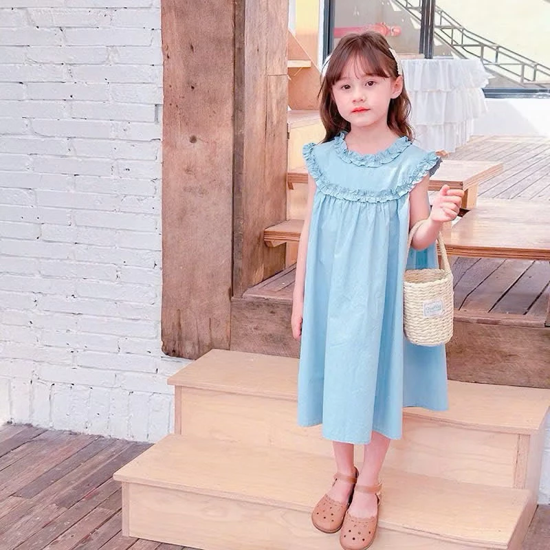 Váy Bé Gái sát nách form suông chất liệu Thô size từ 8-26kg