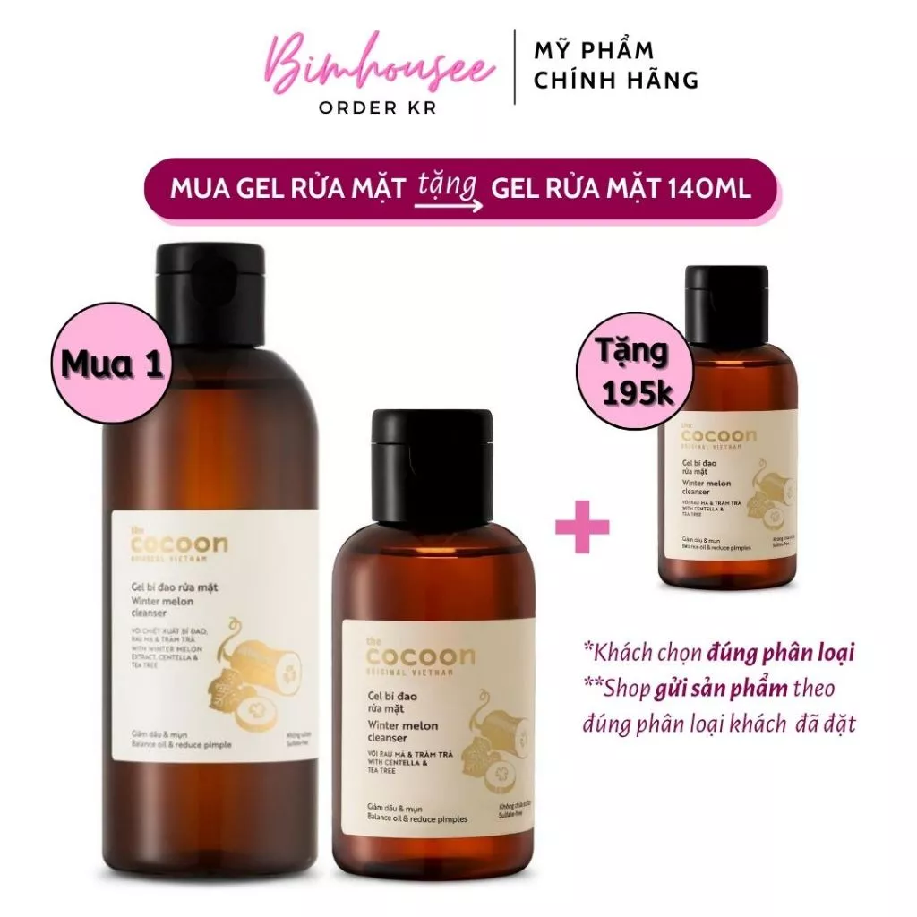 Gel bí đao rửa mặt Cocoon Winter melon cleanser - Sữa rửa mặt Bí Đao COCOON