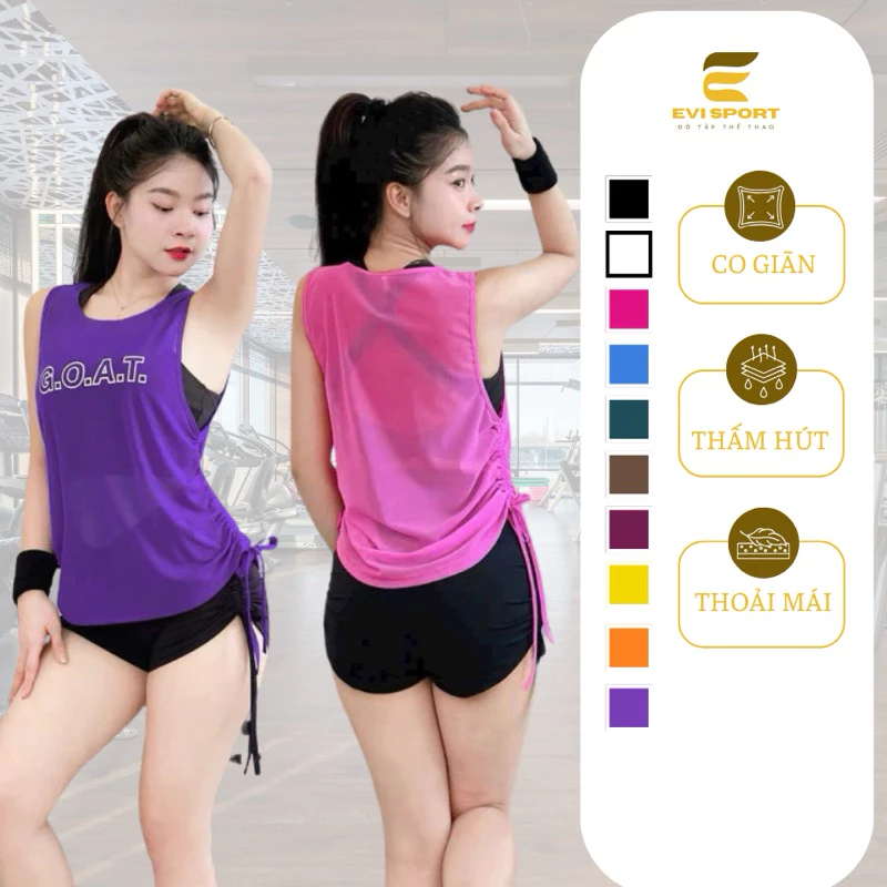 Áo tanktop tập gym,yoga,aerobic rút dây