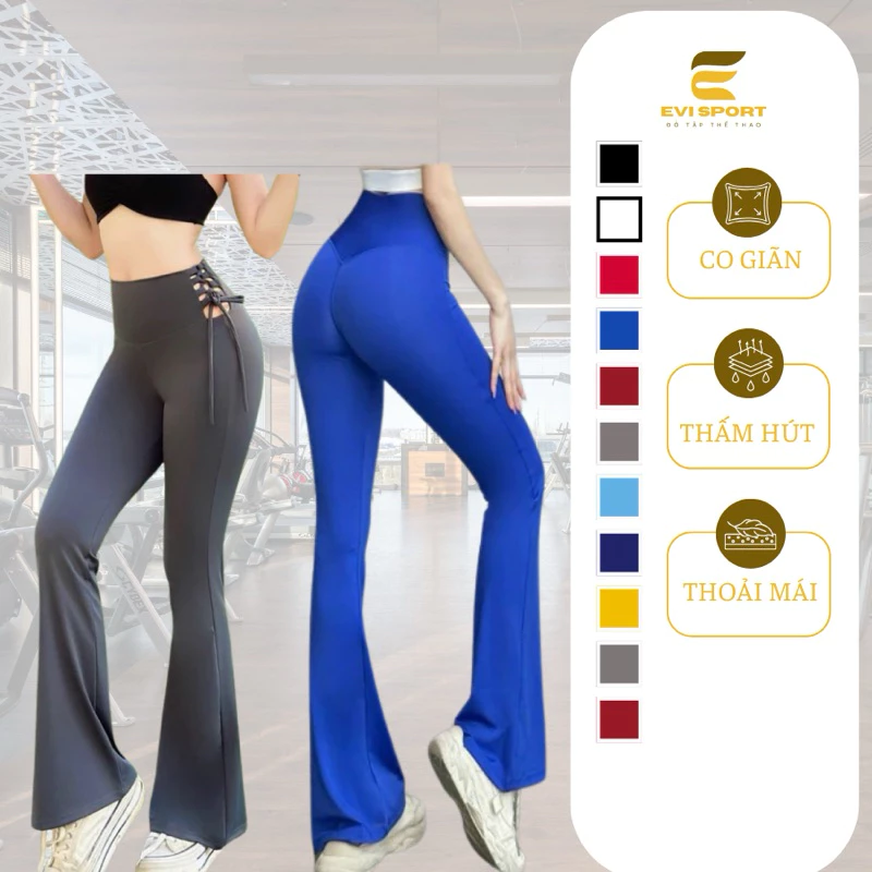 Quần dài ống loe tập gym, yoga, aerobic nữ