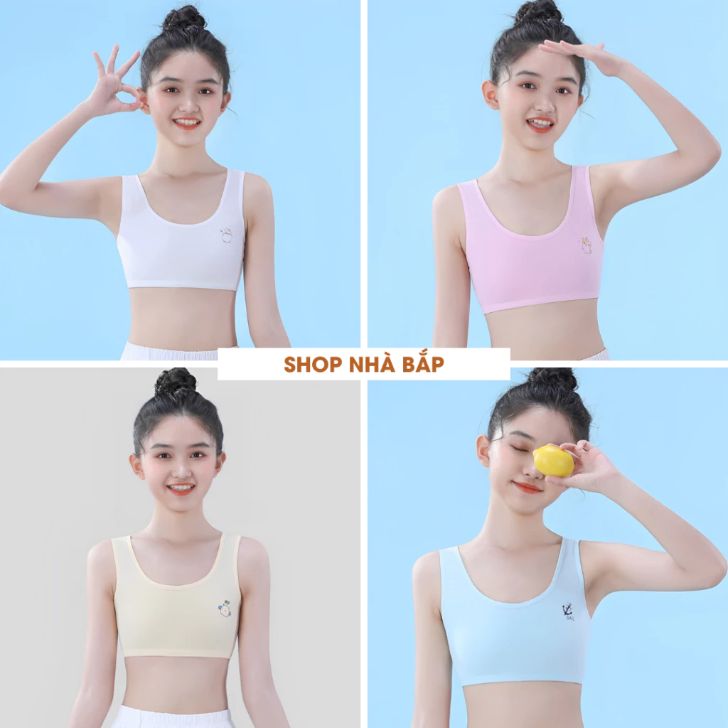 Áo lót bé gái hai lớp kín đáo giúp bảo vệ và nâng đỡ vòng 1 của bé , áo lá học sinh cấp 2 cấp 3