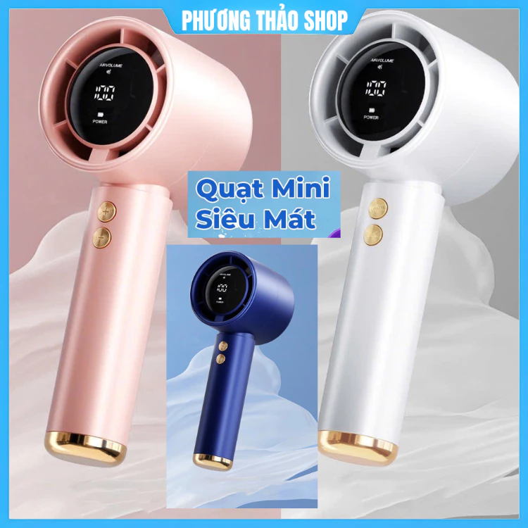 Quạt mini cầm tay .N68,M2 5000mAh di động có thể sạc gió mạnh 100 tốc độ turbo phản lực màn hình hiển thị pin   dây đeo