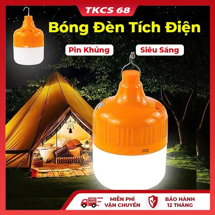 Bóng đèn tích điện chống nước, công suất 50W, 100W, 150W, 200W,  sạc USB tiện lợi siêu bền