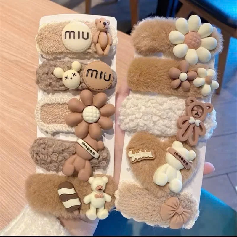 Sét 5 Chun Buộc Tóc Dành Cho Nữ Lông Nhung,Đính Icon Siêu Xinh🍀FREESHIP🍀kẹp tóc mái nhung Mẫu Miumiu siêu kute